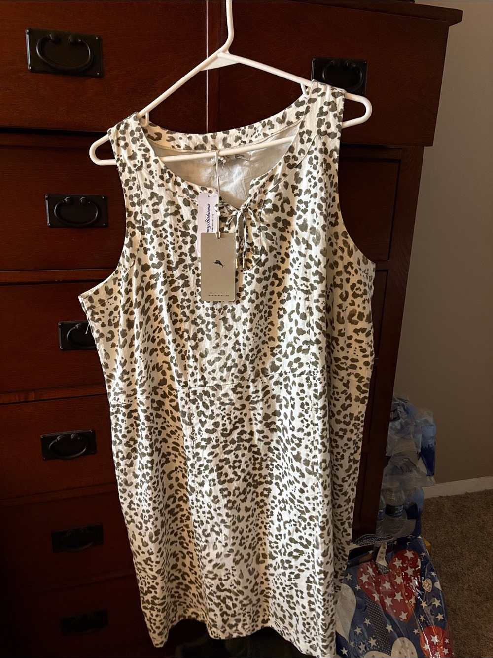 Tommy Bahama Cream and Brown Animal Print Tunic